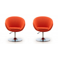 Manhattan Comfort 2-AC036-OR Hopper Orange and Polished Chrome Wool Blend Adjustable Height Chair (Set of 2)